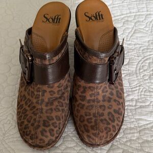Sofft Women's Leopard Print Mules with Buckle | Size 7